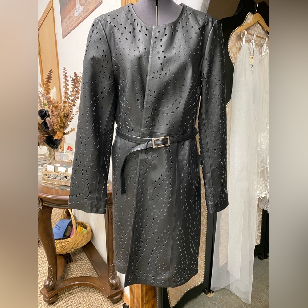 Newport News Vintage Leather cutout duster jacket sz 12